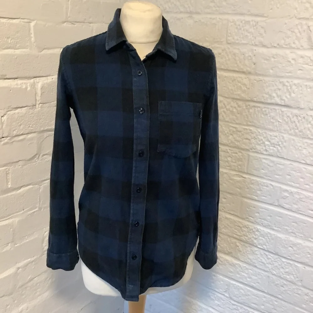 Vans Brushed Cotton Shirt - Size XS - Blue & Black Check - P2P 17โ - Picture 1 of 4